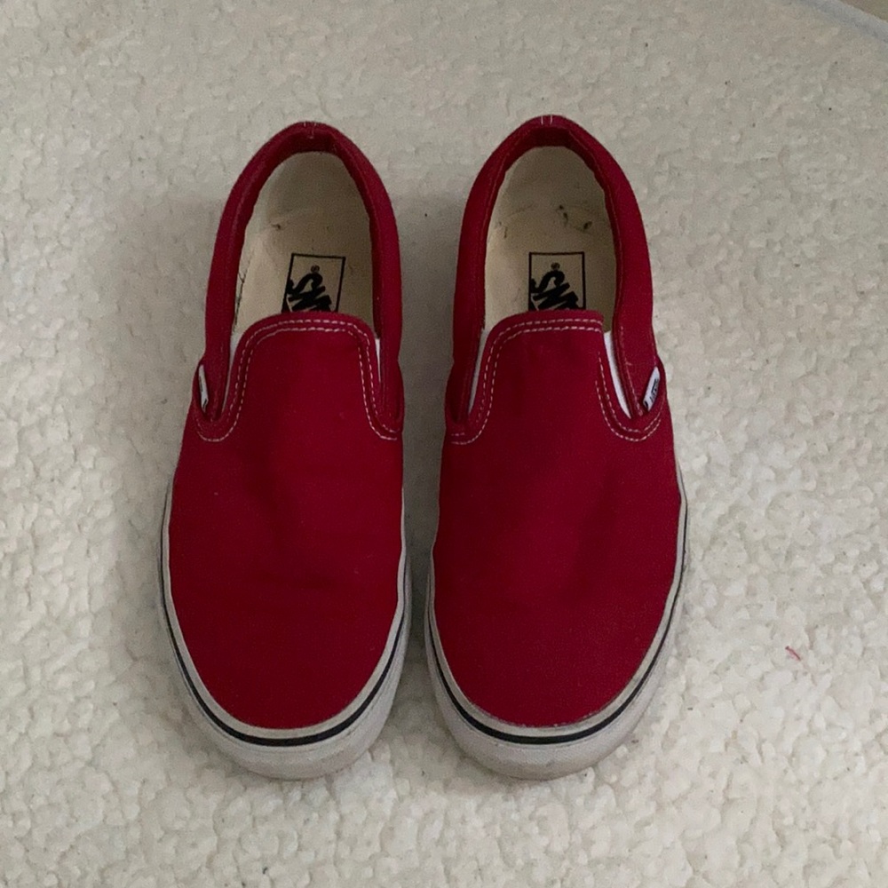 Red slip on vans